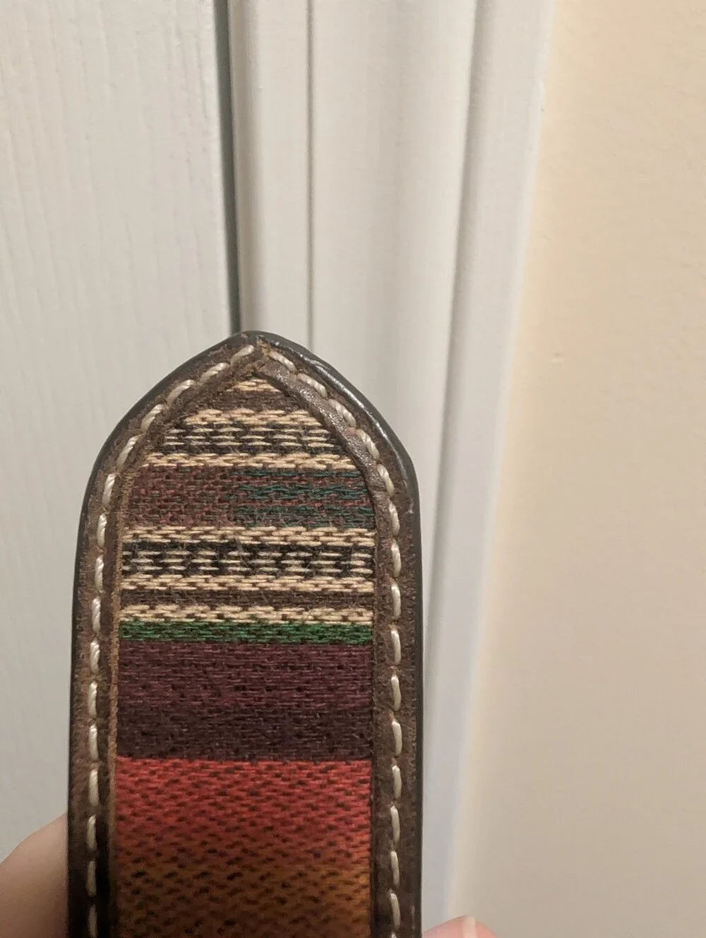 Noona Multicolor Serape Stripe Belt with Silver Floral Engraved Buckle